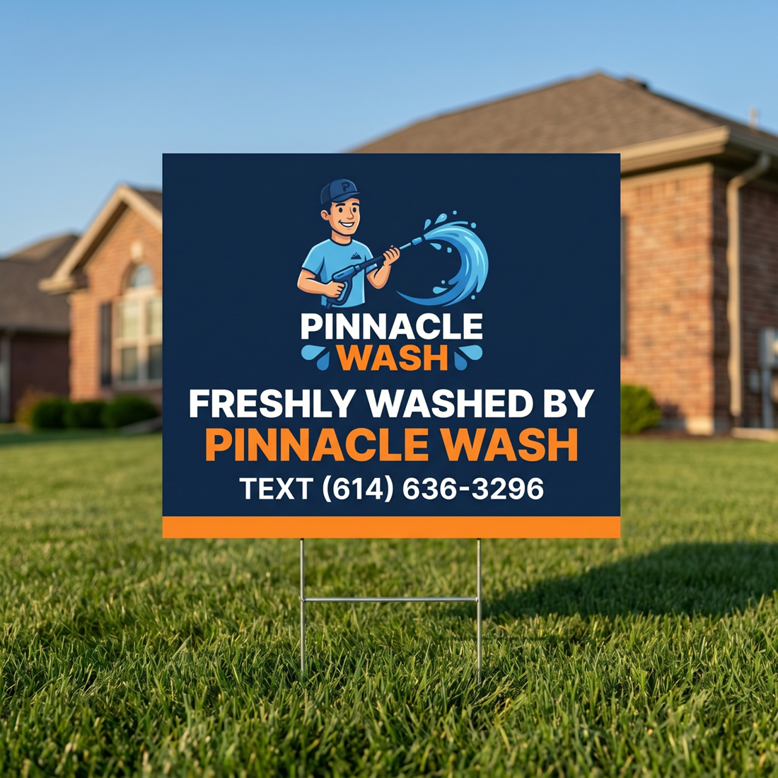 Pinnacle Wash yard sign in customer lawn