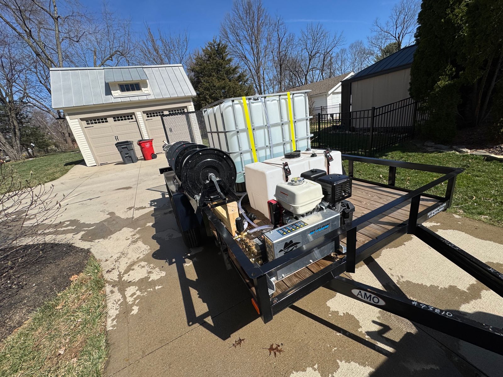 The Pinnacle Wash trailer rig at a customer home